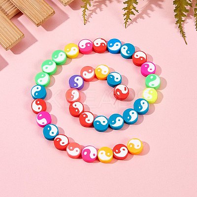 2 Strands 2 Colors Handmade Polymer Clay Beads Strand CLAY-SZ0001-16-1
