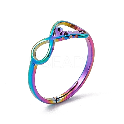 Ion Plating(IP) 201 Stainless Steel Infinity Love Adjustable Ring for Women RJEW-C045-03M-1