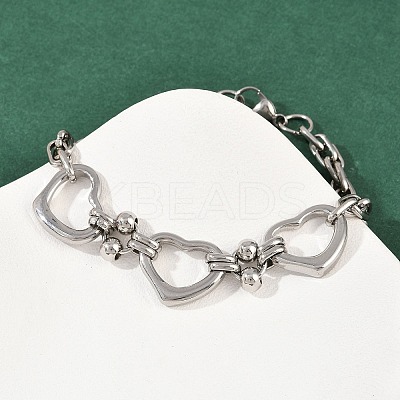 201 Stainless Steel Cable Chain Bracelets for Women BJEW-B143-14P-1