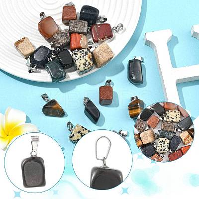 20Pcs 10 Styles Natural & Synthetic Mixed Gemstone Pendants G-FS0005-93P-02-1