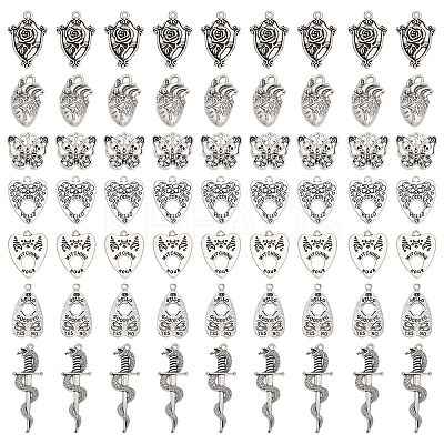 56Pcs 7 Style Tibetan Style Alloy Pendants TIBE-CA0001-22-1