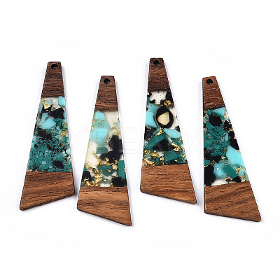 Transparent Resin & Walnut Wood Big Pendants RESI-TAC0017-71-A02-1
