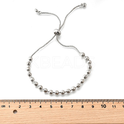 Brass Round Beads Slider Bracelets for Women BJEW-D317-13P-1