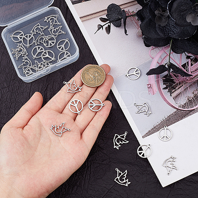 28Pcs 2Style 201 Stainless Steel Pendants STAS-UN0035-30-1