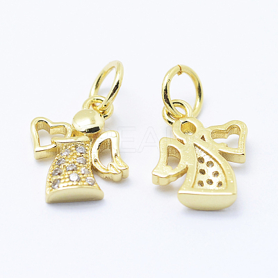 Brass Micro Pave Cubic Zirconia Charms KK-P133-03G-NR-1