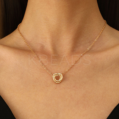 Alloy Braided Ring Pendant Necklaces for Women FS-WGB889B-02-1