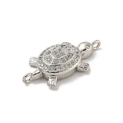 Brass Pave Clear Cubic Zirconia Sea Animal Connector Charms KK-N254-128P-1
