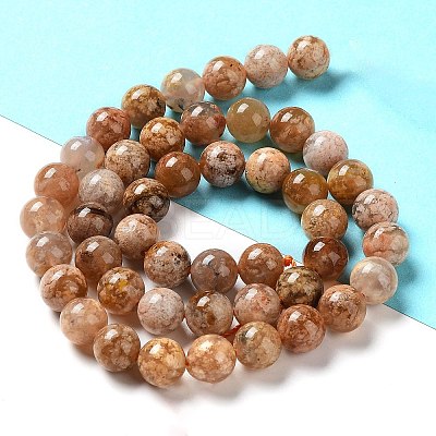 Natural Flower Agate Beads Strands G-B044-A01-02-1