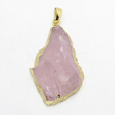Natural Madagascar Rose Quartz Electroplate Big Pendants G-F168-06-1