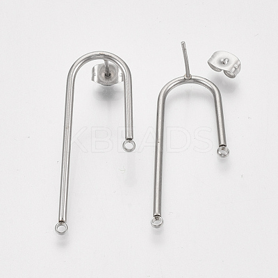 Left and Right Non-Tarnish 304 Stainless Steel Stud Earring Findings STAS-S079-143A-1