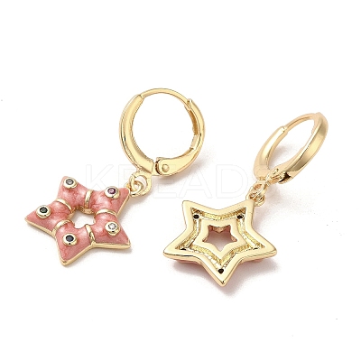 Star Real 18K Gold Plated Brass Dangle Leverback Earrings EJEW-L268-033G-01-1