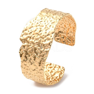 304 Stainless Steel Textured Cuff Bangles BJEW-F457-01G-1