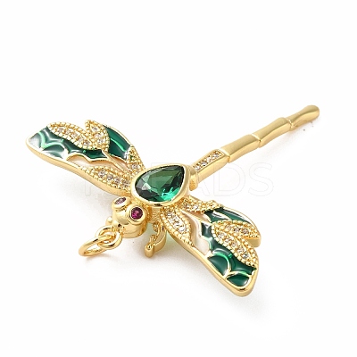 Rack Plating Brass Micro Pave Cubic Zirconia Pendants X-KK-E281-07G-01-1