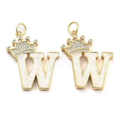 Brass Micro Pave Clear Cubic Zirconia Pendants KK-G498-01W-02-1