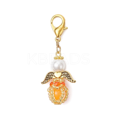 Luminous Acrylic & Handmade Glass Seed Beaded Pendants Decorations HJEW-MZ00379-04-1