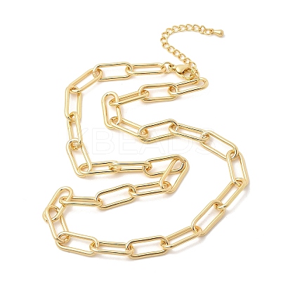 Brass Paperclip Chain Necklaces for Women NJEW-B157-20G-1