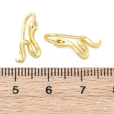 Snake Brass Micro Pave Cubic Zirconia Dangle Earrings EJEW-G425-04G-01-1