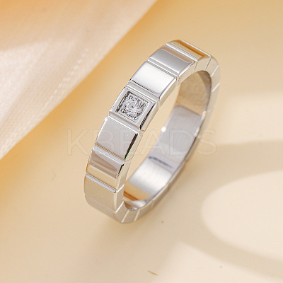 304 Stainless Steel & Cubic Zirconia Finger Rings FS-WG10832-13-1