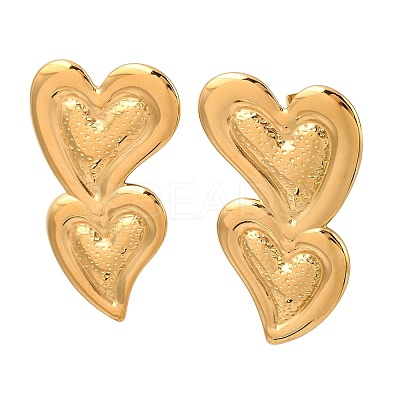304 Stainless Steel Heart Stud Earrings EJEW-I320-24G-05-1