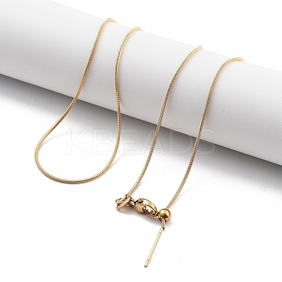 Adjustable Slider 201 Stainless Steel Round Snake Chain Necklaces NJEW-K270-01G-01-1