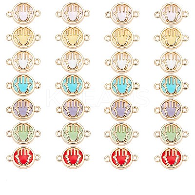 32Pcs 7 colors Glass Connector Charms GLAA-AR0001-29-1