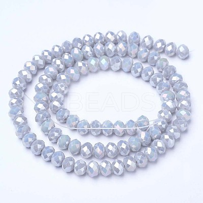 Electroplate Glass Beads Strands EGLA-A034-P6mm-B11-1