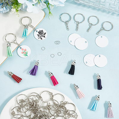 DIY Blank Double-sided Heat Transfer Aluminium Pendant Keychain Making Kits DIY-SP0005-26D-1