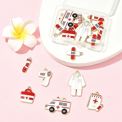 18Pcs 7 Styles Medical Theme Alloy Enamel Pendants FIND-FS0004-36-1