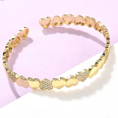 Brass Micro Pave Cubic Zirconia Bangles BJEW-C144-02G-1