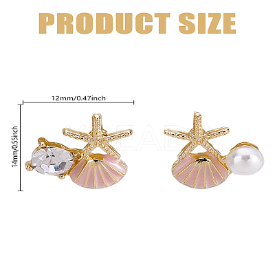 Rhinestone & Plastic Pearl Asymmetrical Earrings EJEW-LP0003-96C-1