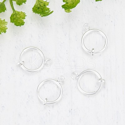 Brass Clip-on Hoop Earring Findings X-KK-P102-01S-1