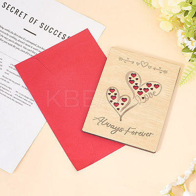 Valentine's Day Wooden Greeting Cards DIY-CP0011-91D-1