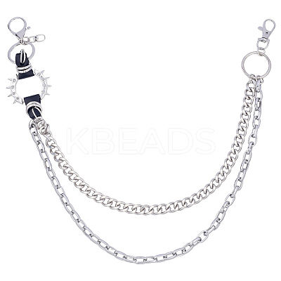 1Pc Alloy Double Layer Chain Belts for Pants AJEW-GF0011-93A-1