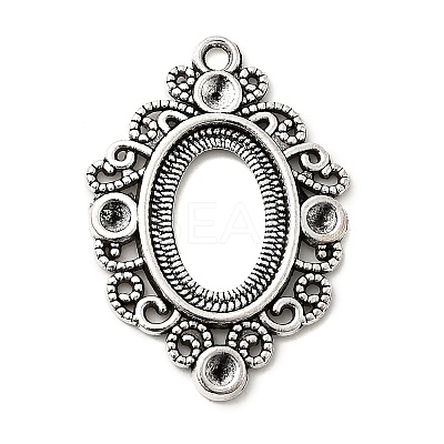 Tibetan Style Alloy Pendant Rhinestone and Cabochon Open Back Settings TIBEP-R304-021AS-LF-1