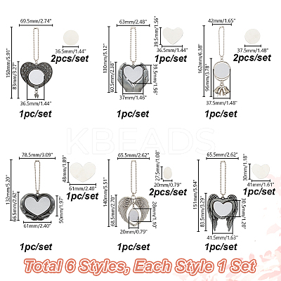 6 Sets 6 Styles Zinc Alloy Heat Transfer Sublimation Blank Pendant Decorations AJEW-GA0007-54-1
