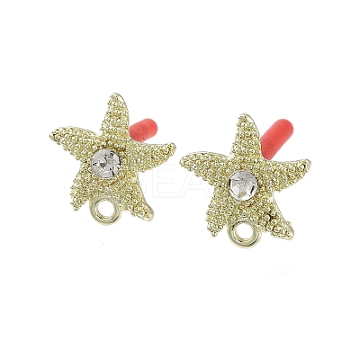 Rack Plating Golden Alloy with Rhinestone Stud Earring Findings EJEW-B036-02G-08-1