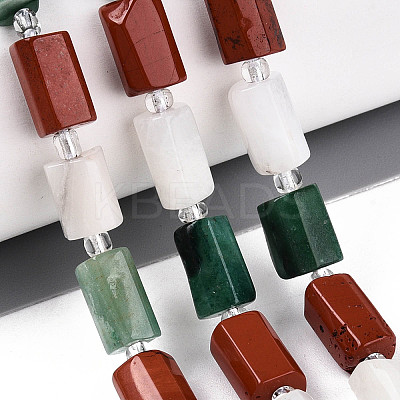 Natural Fuchsite & Red Jasper & Rainbow Moonstone Beads Strands G-T144-15A-01-1
