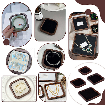 4Pcs 4 Styles Square Wood Display Trays for Rings Earrings Bracelets ODIS-PH0009-26-1