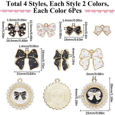 48Pcs 8 Styles Alloy Enamel Pendants ENAM-SC0005-66-1