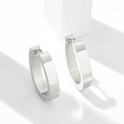 304 Stainless Steel Oval Hoop Earrings for Women EJEW-C096-66P-1