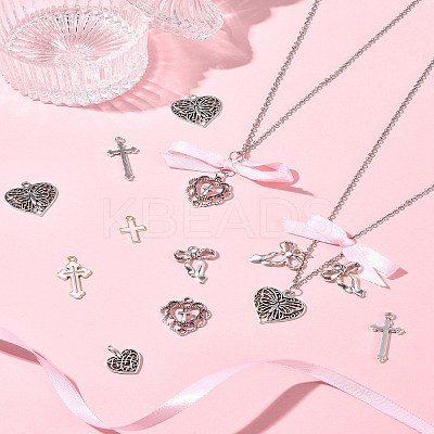 DIY Heart & Bowknot & Cross Alloy Pendant Decoration Making Kits DIY-FS0007-28-1