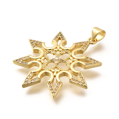 Rack Plating Brass Micro Pave Cubic Zirconia Pendants KK-L226-020G-1