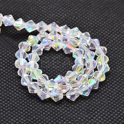 Imitate Austrian Crystal Electroplate Bicone Glass Bead Strands X-GLAA-F029-4x4mm-A01-1