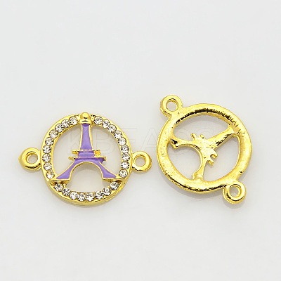 Golden Tone Alloy Enamel Rhinestone Multi-stone Links connectors ENAM-J474-06G-1