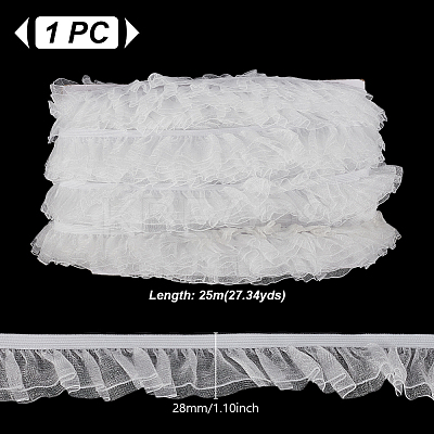 Polyester Pleated Elastic Lace Trim DIY-WH0656-82A-1