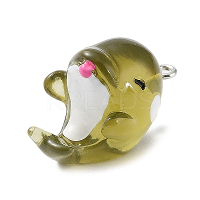 Transparent Resin Sea Animal Pendants RESI-P033-C01-1