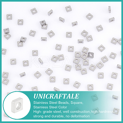 100Pcs 304 Stainless Steel Beads STAS-UN0053-03-1