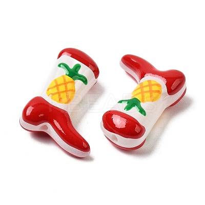 Boot Baking Paint Glass Enamel  Beads LAMP-C020-02Q-1