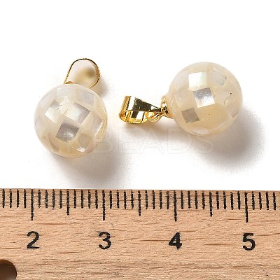 Natural White Shell Dyed Round Charms SSHEL-H071-01G-03-1