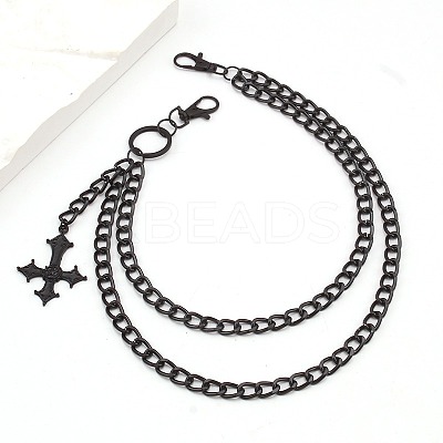 Alloy Cross Charm Curb Chain Double Layer Chain Belts for Pants FS-WGFC860-01-1